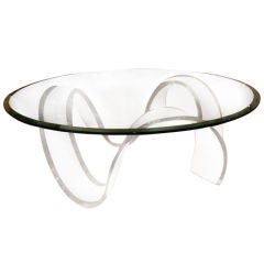 Lucite Round Ribbon Coffee Table