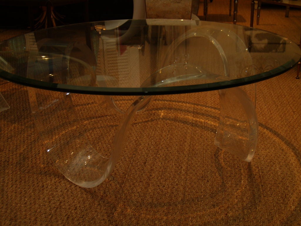 Lucite Round Ribbon Coffee Table at 1stDibs | round lucite