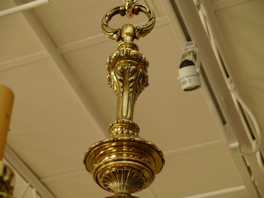 Mid-20th Century Massive 1940s French 8 Light Bronze Chandelier For Sale