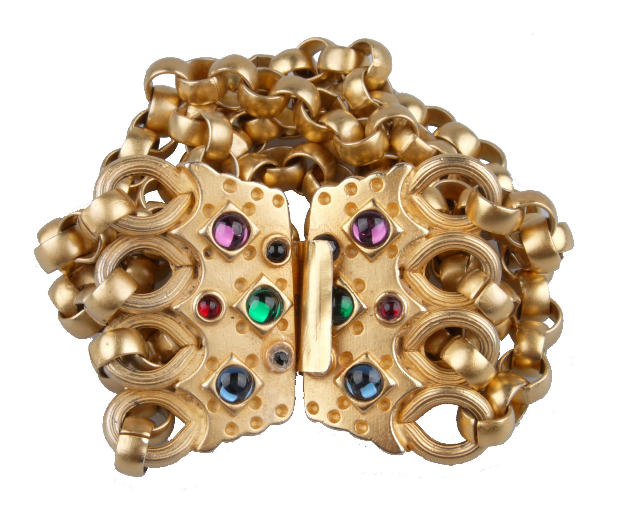 Gold-Tone Bracelet with Multicolored Stones For Sale