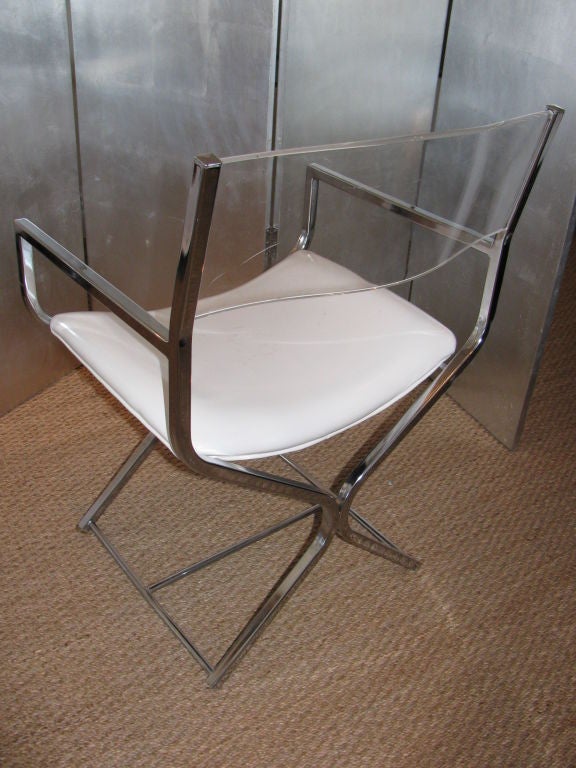 American Chrome and Lucite Directors Chair