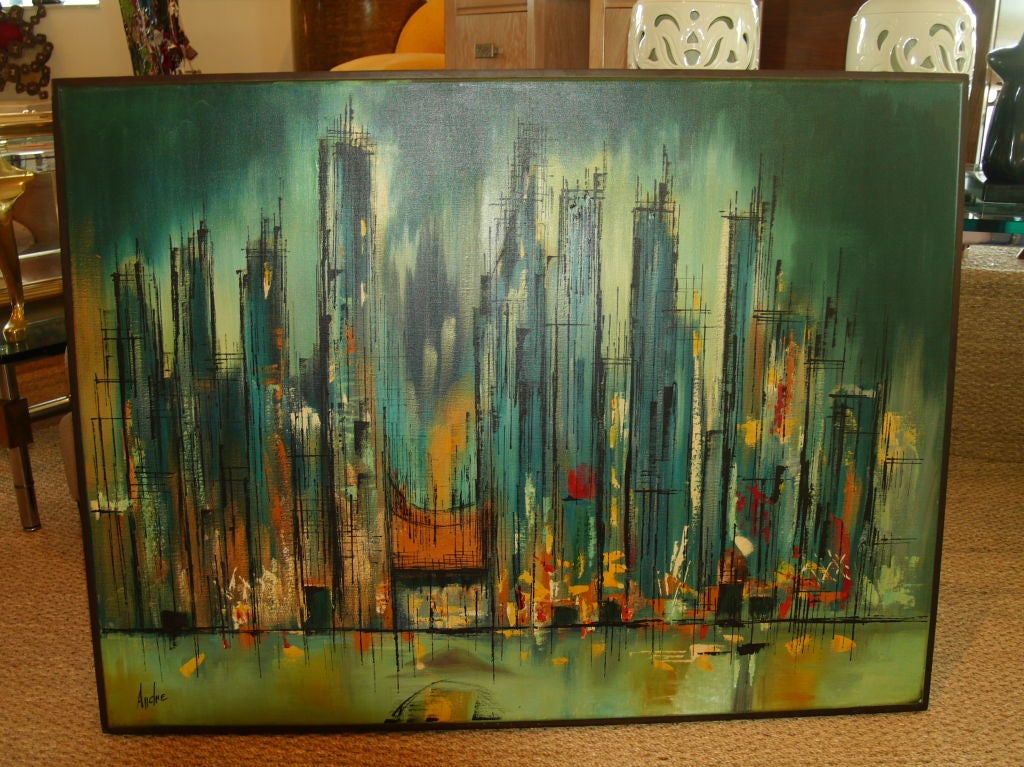 Exquisite New York Cityscape Painting by Andre In Good Condition In Miami, FL
