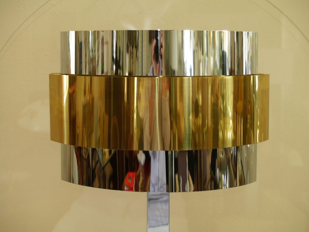 American Rare Pierre Cardin Lucite Brass Chrome Table Lamp