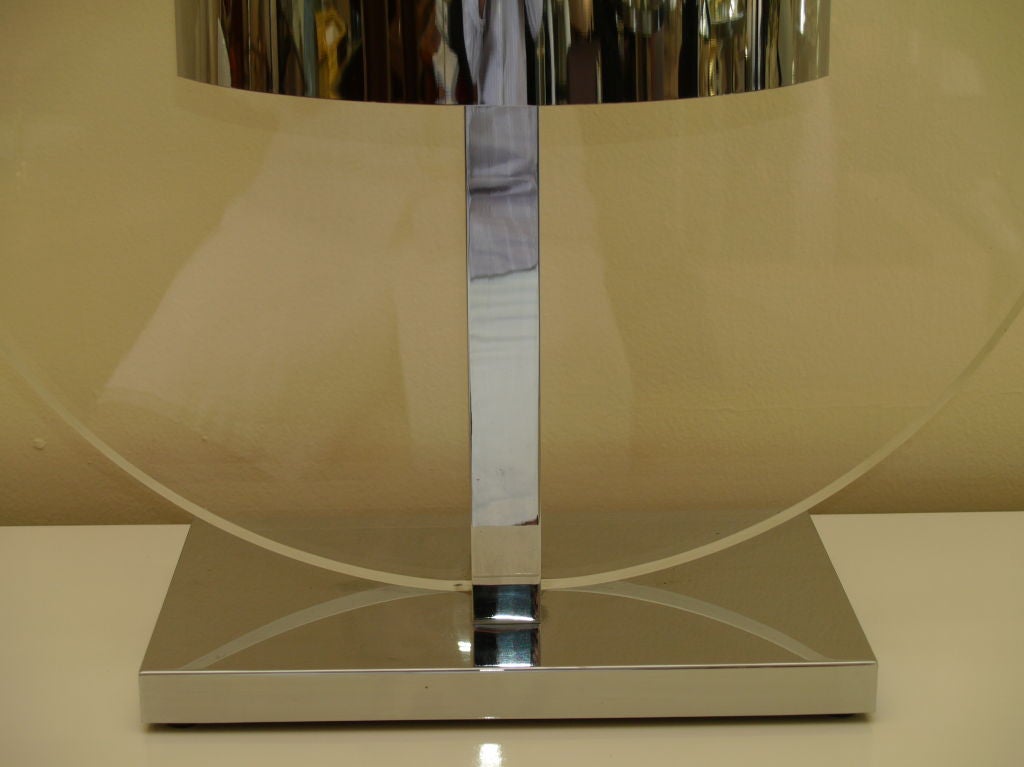Late 20th Century Rare Pierre Cardin Lucite Brass Chrome Table Lamp