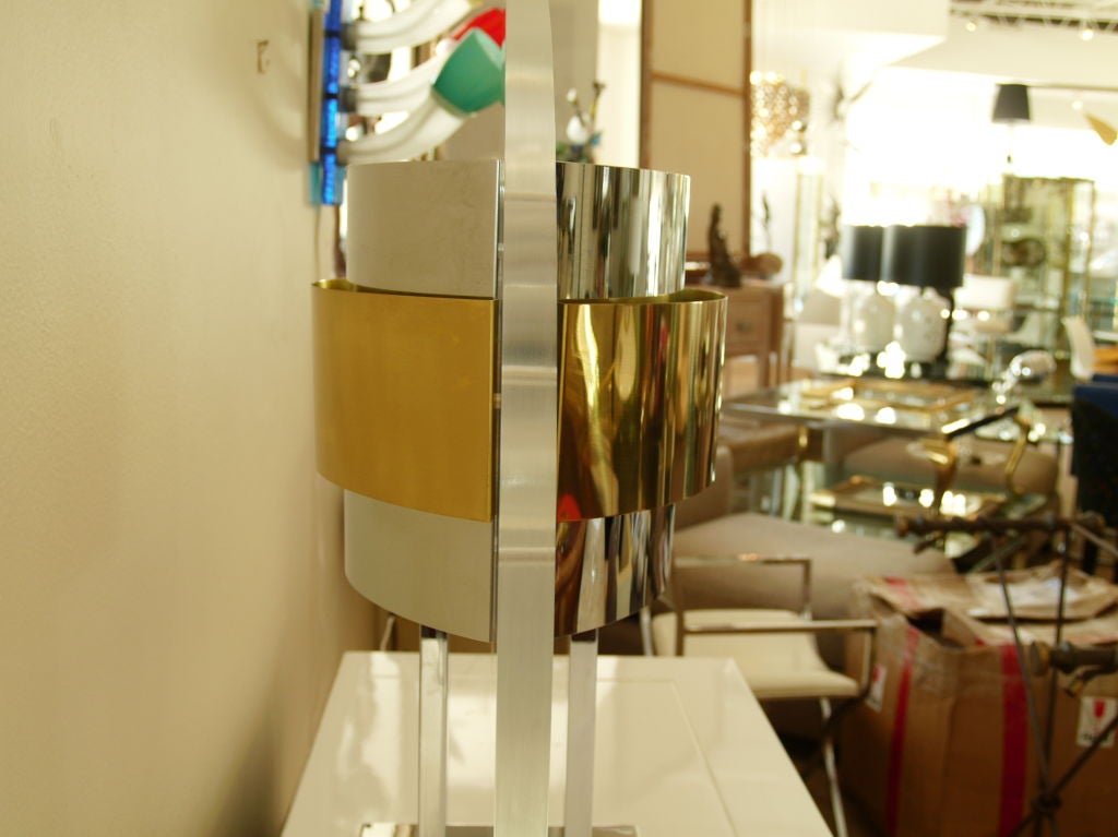 Rare Pierre Cardin Lucite Brass Chrome Table Lamp 2