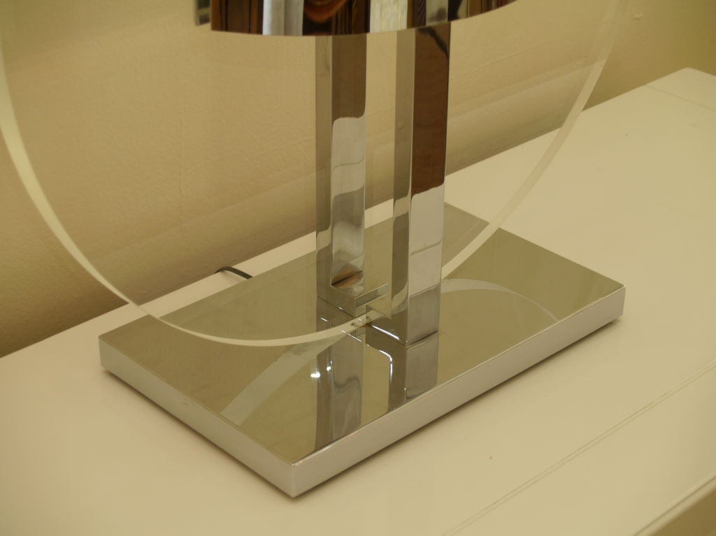 Rare Pierre Cardin Lucite Brass Chrome Table Lamp 3