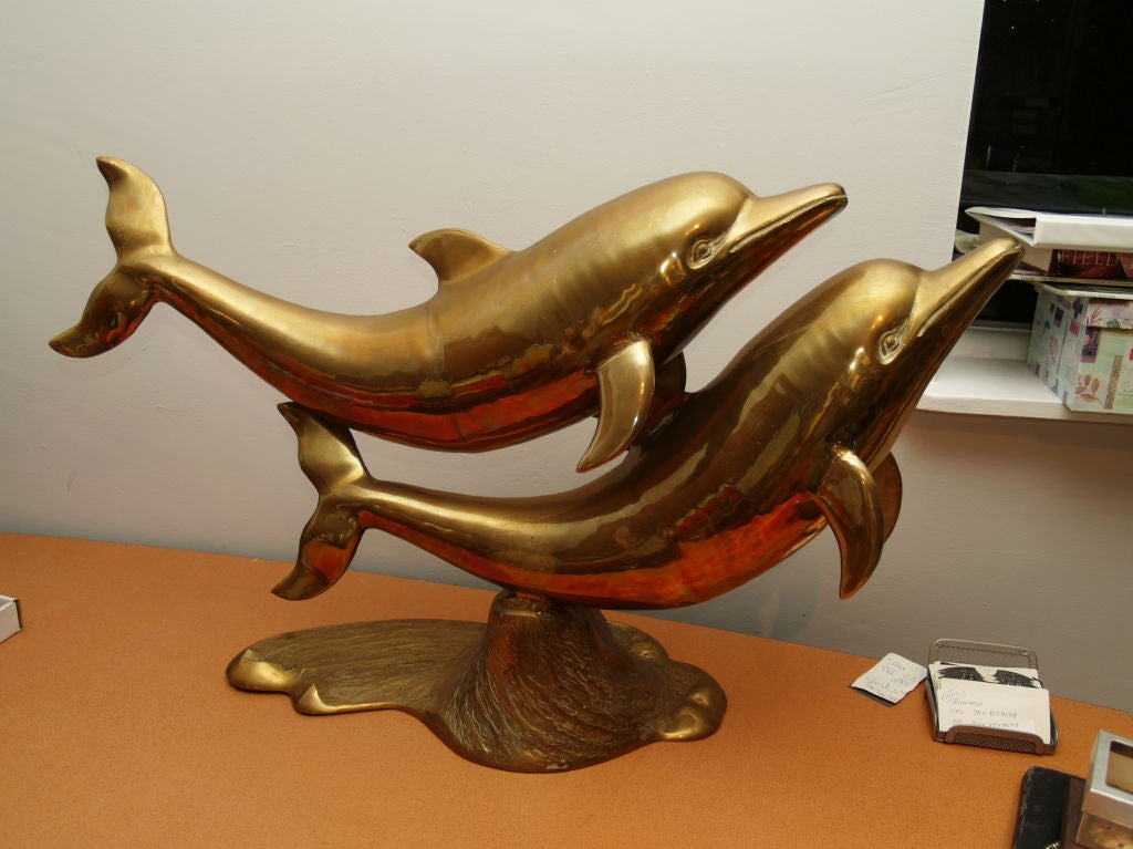 "FUN" Brass Dolphin Sculpture
