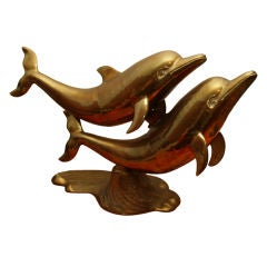 "FUN" Brass Dolphin Sculpture