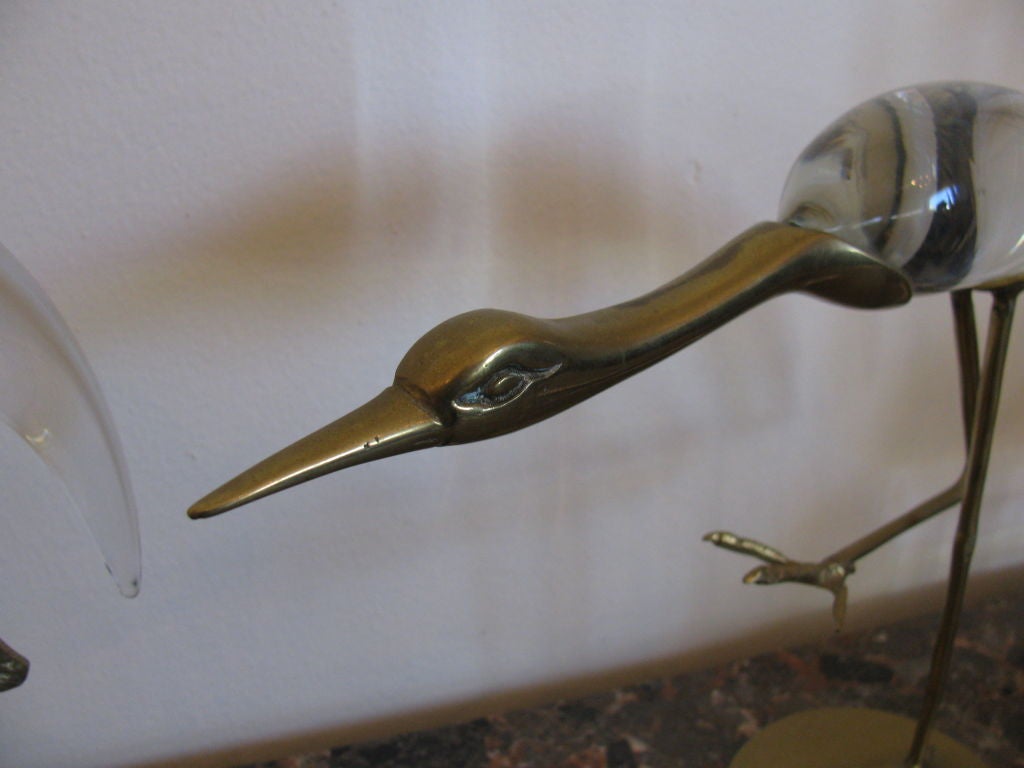 Italian Brass and Glass Birds designed Luca Bojola
