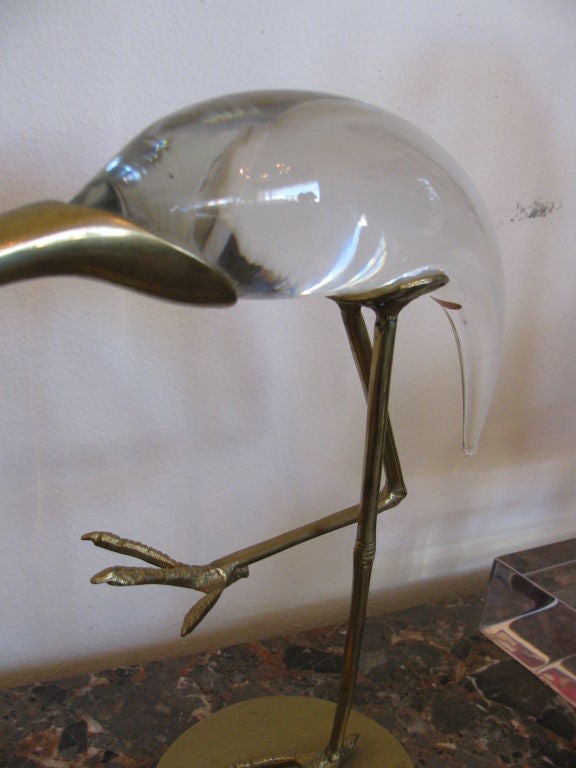 Mid-20th Century Brass and Glass Birds designed Luca Bojola