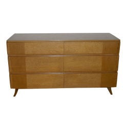 Six Drawer Natural Two Toned Wood Credenza