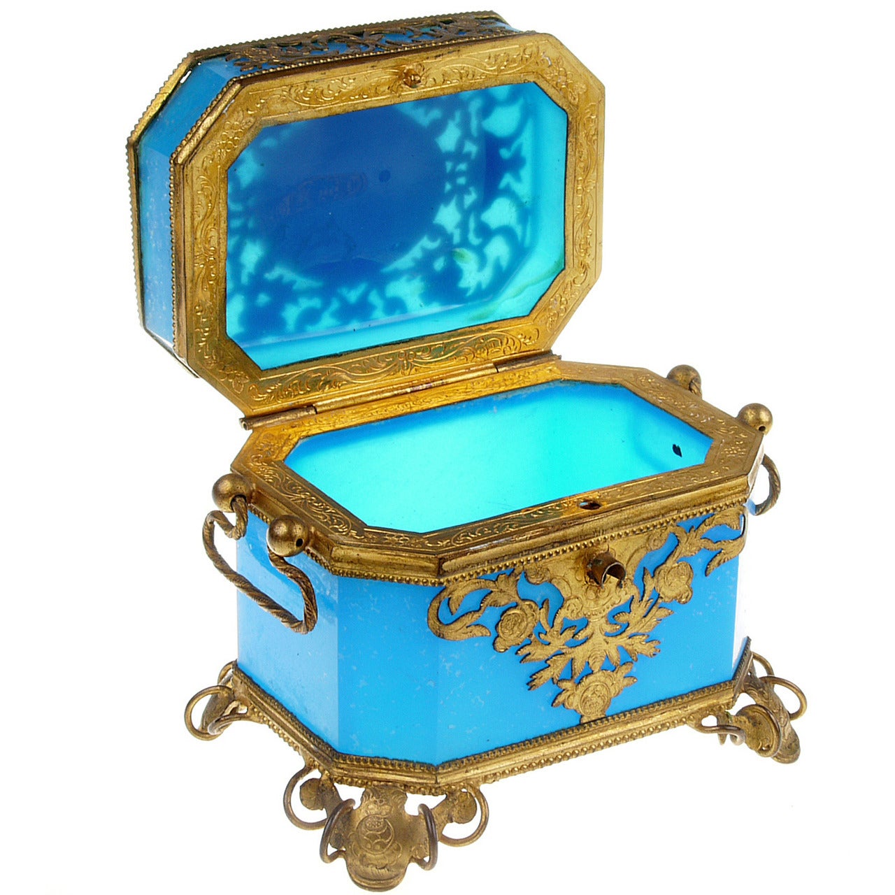 French Sevres Toilette Box in Blue Opaline