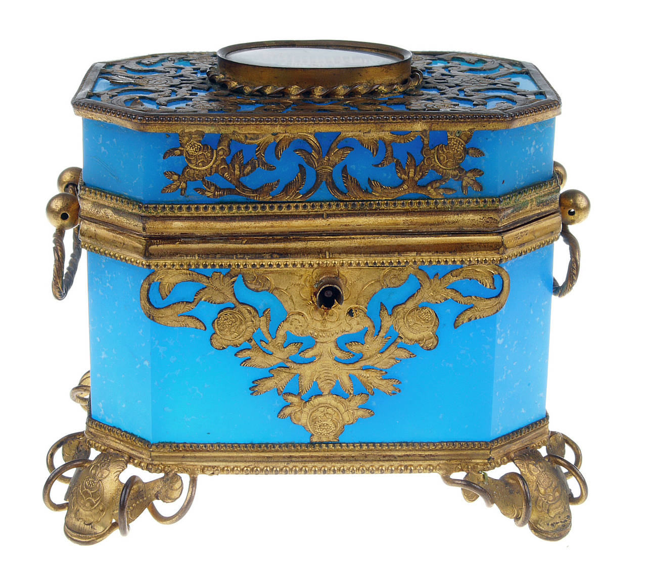Empire French Sevres Toilette Box in Blue Opaline