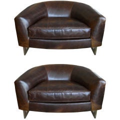 Pair of Luxurious Floating Milo Baughman Club Chairs