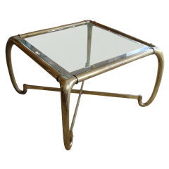 Undersized Bronze Side Table with Curvaceous Sculpted Legs