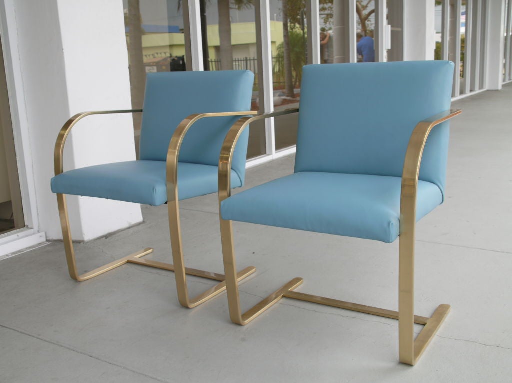 Set of Six Of Mies Van Der Rohe For Knoll Bronze Brno Chairs