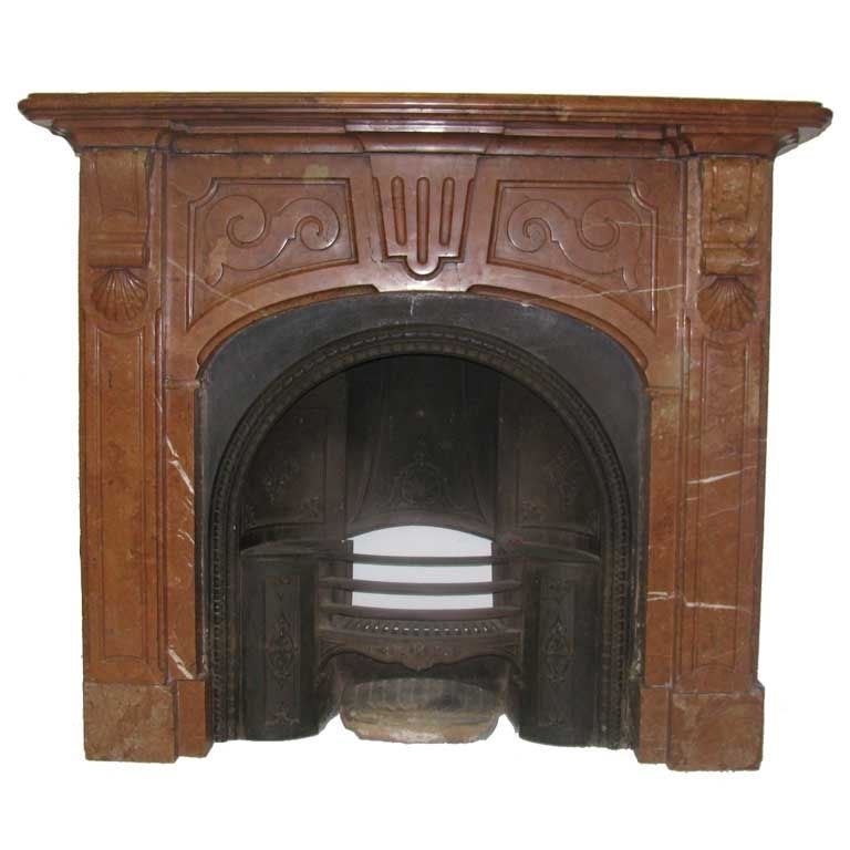 Italian Rosso Verona Marble Mantel For Sale