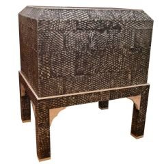 Elevated Maitland-Smith Chest in Snake Skin w/ Tessellate Marble