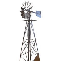 Used Oversized Chrome Windmill Sculpture