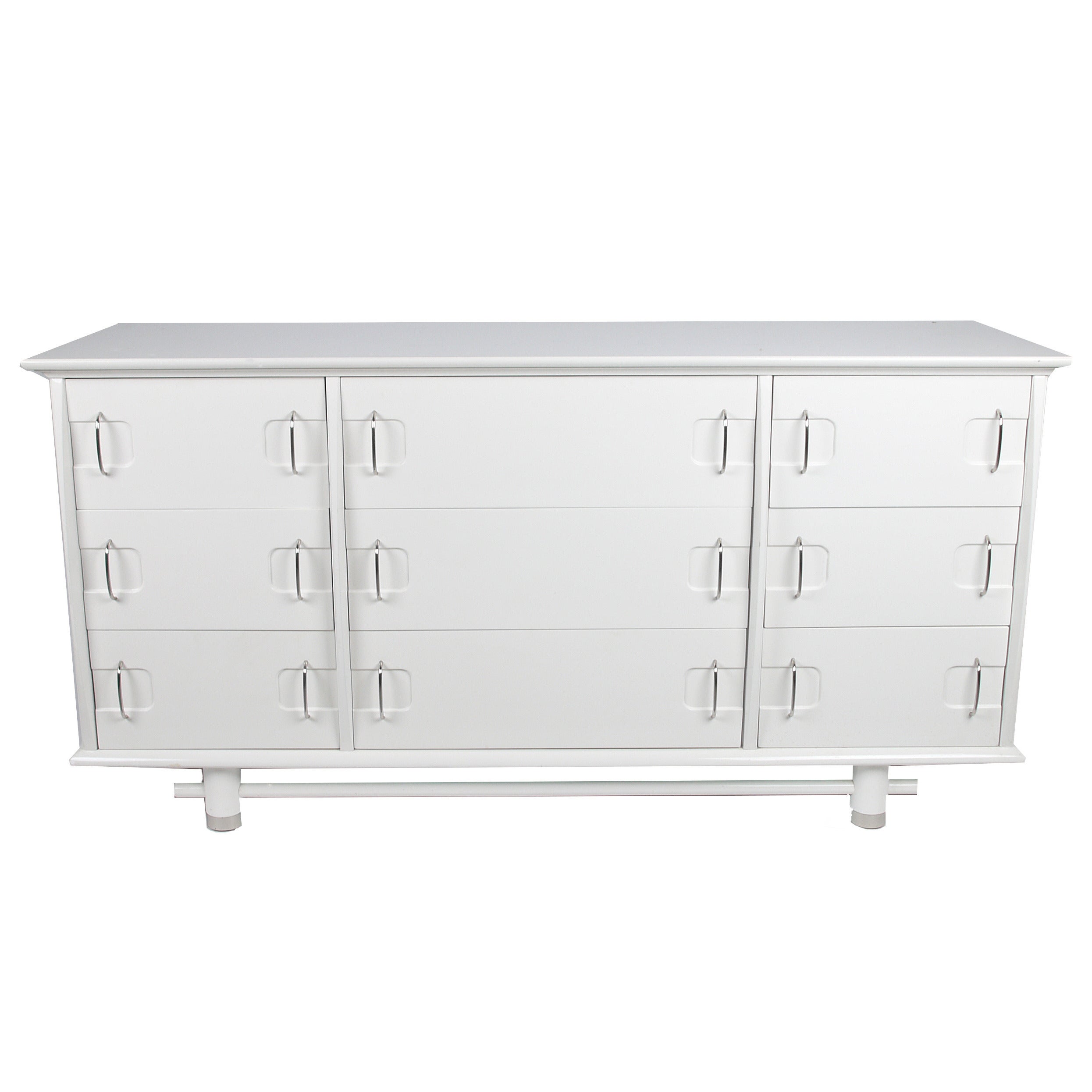 Mid-Century Modern White Kent Coffey Nine-Drawer Dresser For Sale