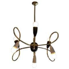 Arteluce 1950's Petit Brass and Lacquer Chandelier