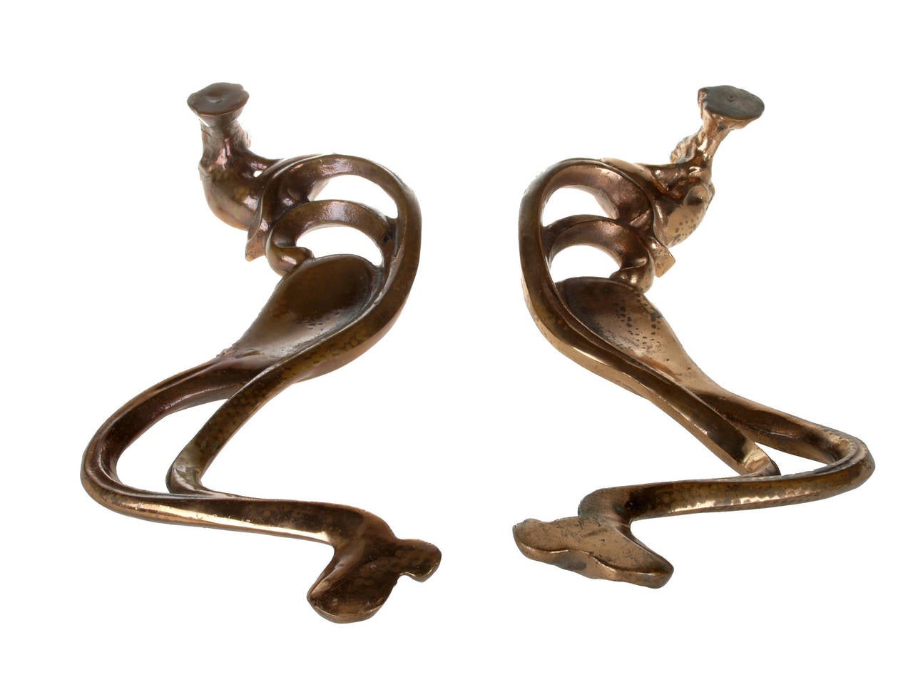 Art Nouveau Solid Bronze Door Handles with Mermaid In Excellent Condition In Miami, FL