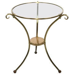 Antique French Brass Glass Side Table