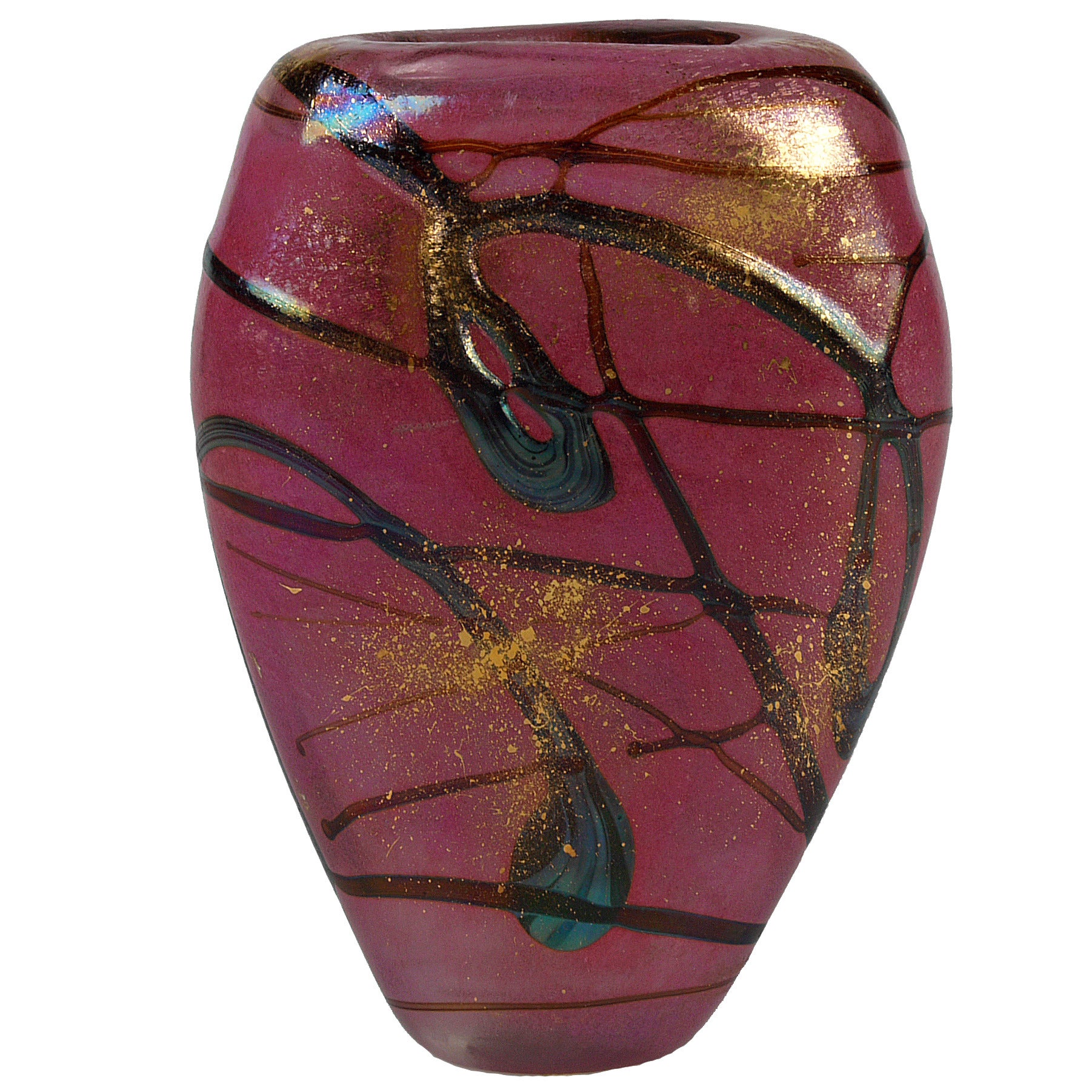 20th Century Pink French Art Glass Michèle Luzoro Vase Mid-Century Modern 