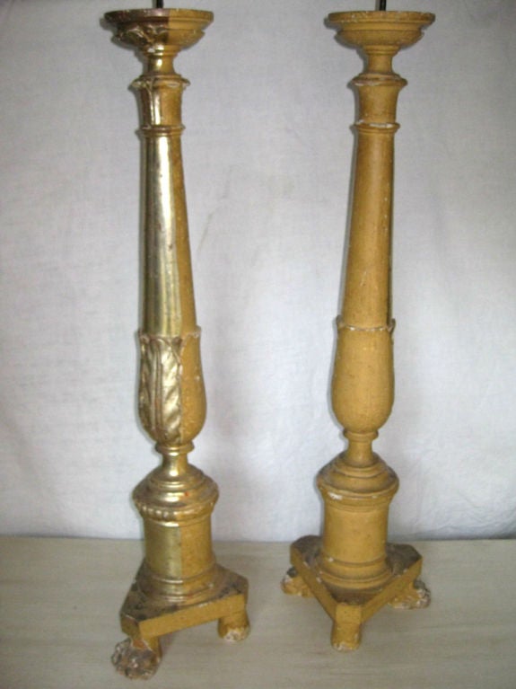 Pair of Italian Giltwood Altar Candlesticks 3