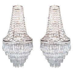 Pair of Modern Sconces Empire Style Swarovski Crystals