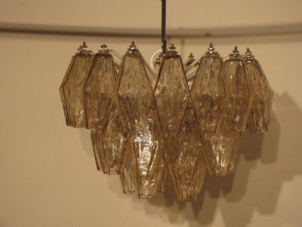 Spectacular polyhedral glass chandelier designed by Carlo Scarpa for Venini.