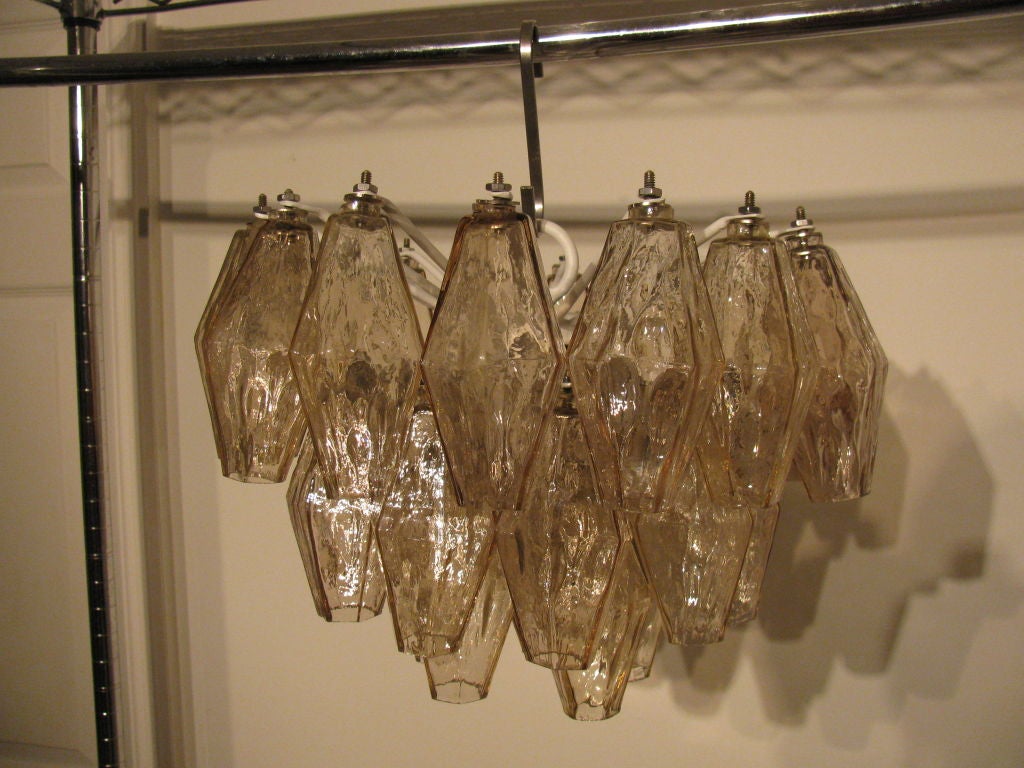 Mid-20th Century Petite Polyhedral Amber Glass Chandelier by Venini