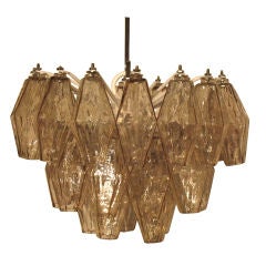 Petite Polyhedral Amber Glass Chandelier by Venini