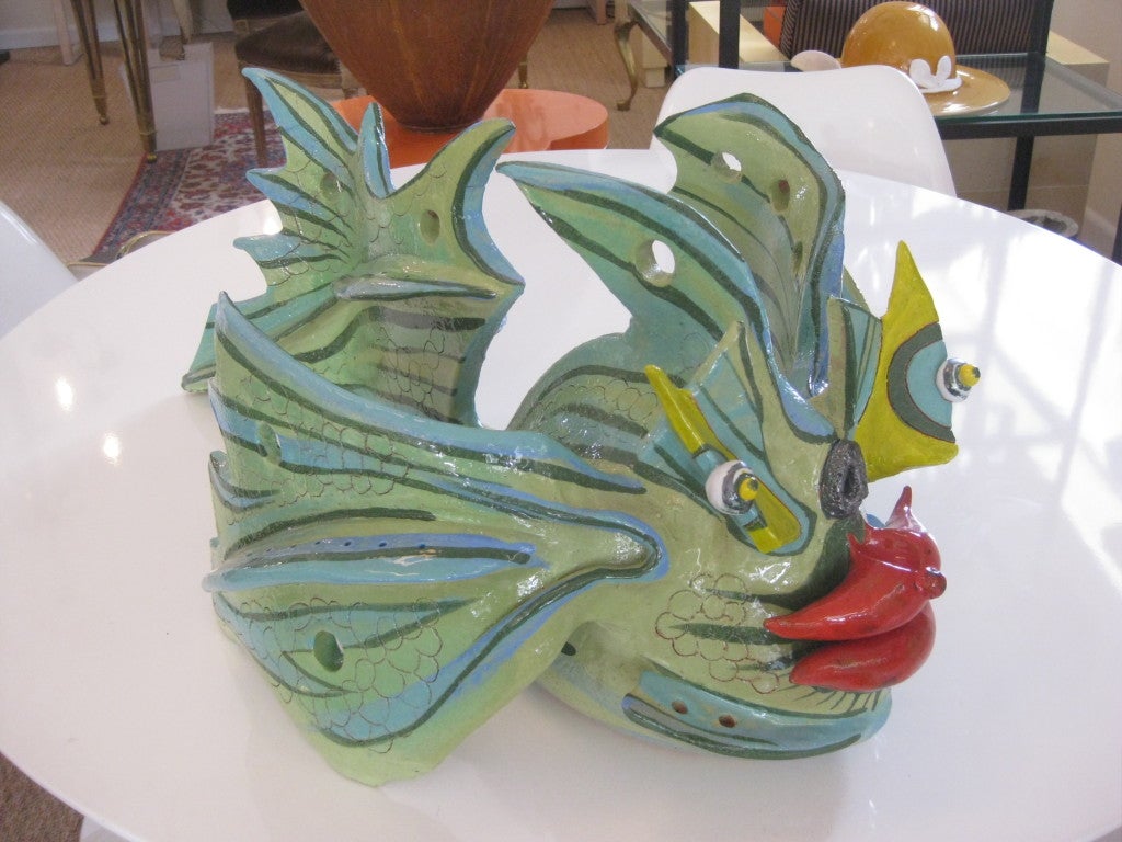 Large ceramic fish sculpture by Paolo Anselmo