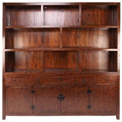 19th Century Two Section Cabinet with Display Shelves with Restoration
