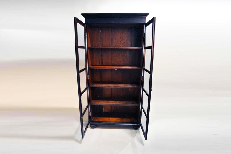 Indian British Colonial Small Bookcase with Bun Feet