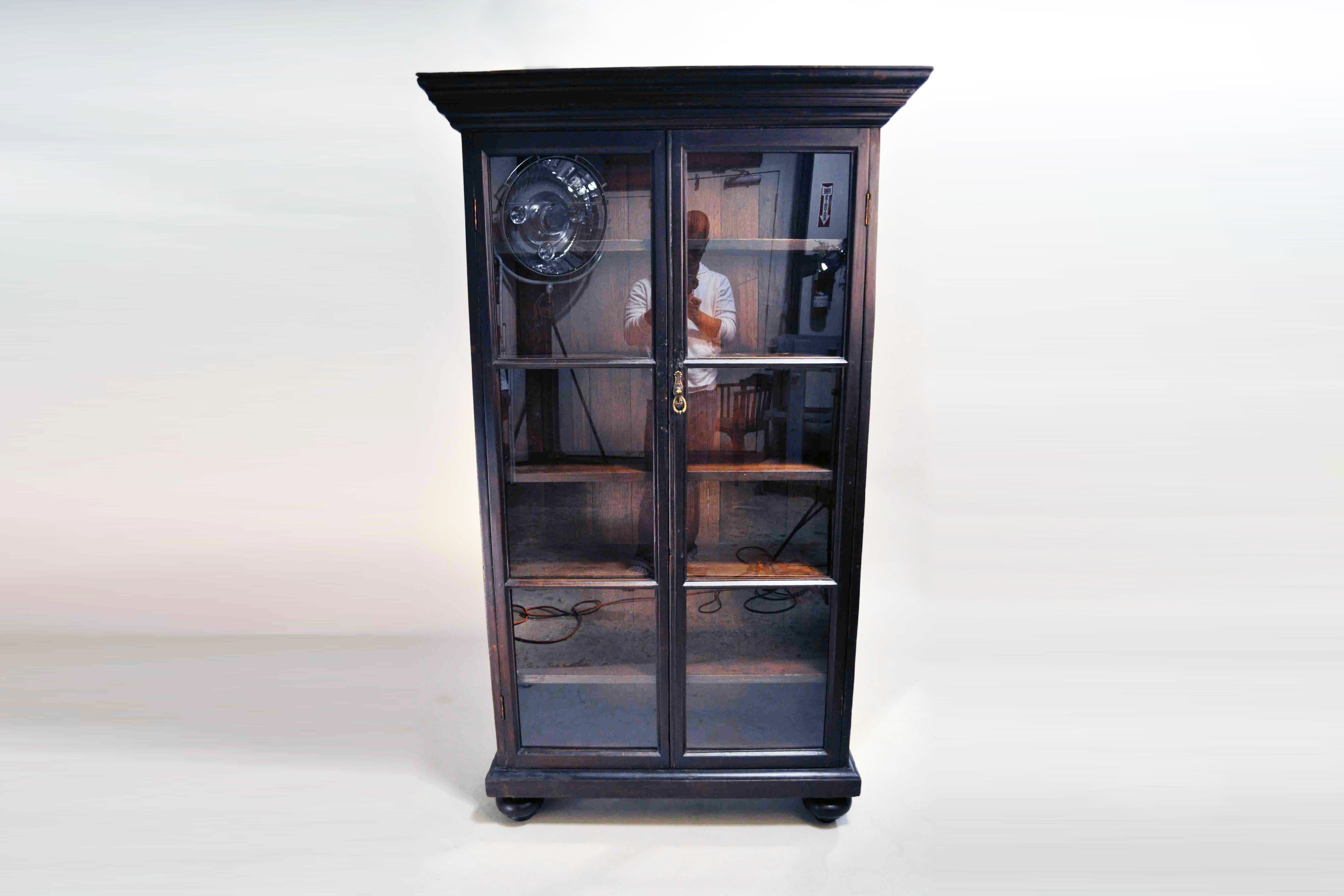 British Colonial Small Bookcase with Bun Feet