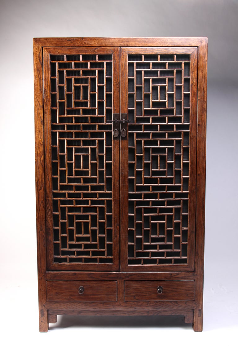 Pair of Cabinets with Lattice Panel Doors 1
