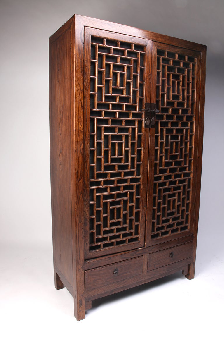 Pair of Cabinets with Lattice Panel Doors 2