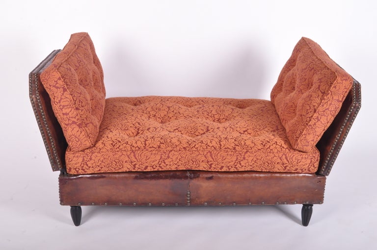 Leather Settee with Adjustable Arms