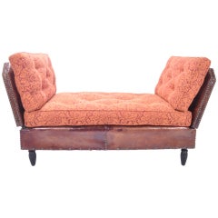 Leather Settee with Adjustable Arms