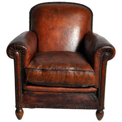 Vintage Art Deco Leather Lounge Chair