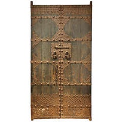 Antique 19th Century Chinese Entrance Doors with Iron Trimming