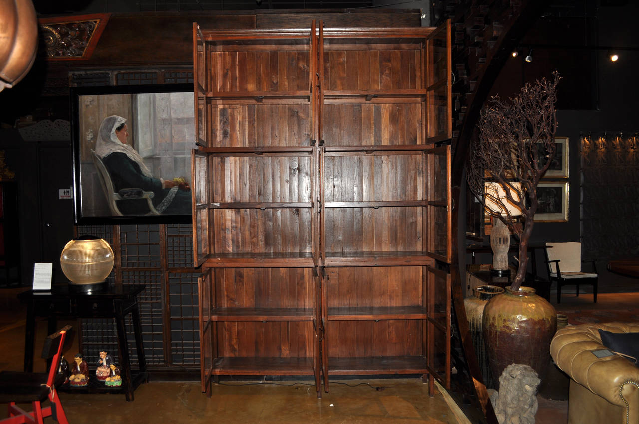 Burmese British Colonial Bookcase with Six Shelves
