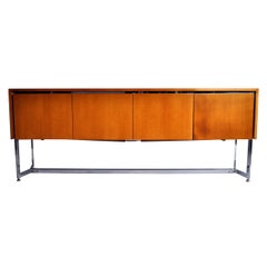 Vintage Console with Metal Base in the Style of Joseph André Motte