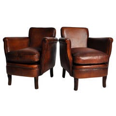 Pair of Submarine Leather Chairs