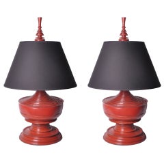 Antique Red Urn Lamps