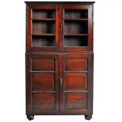 Antique British Colonial Bookcase with Handles