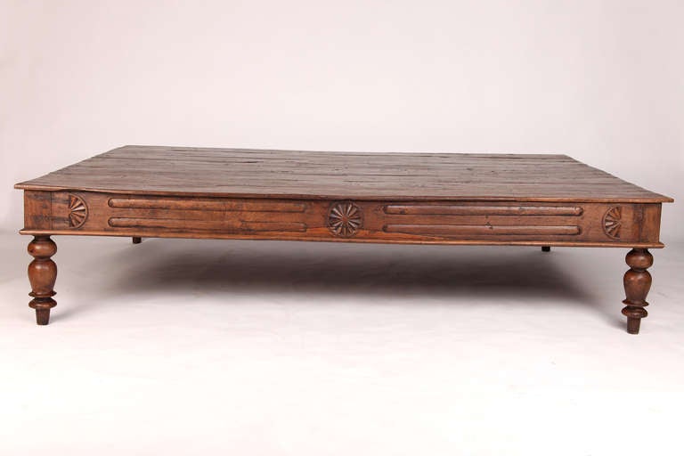 Day Bed with Carved Decoration and Turned Legs circa 1900