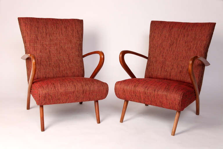 These beautiful chairs from Italy are made from solid cherry wood c.1950.